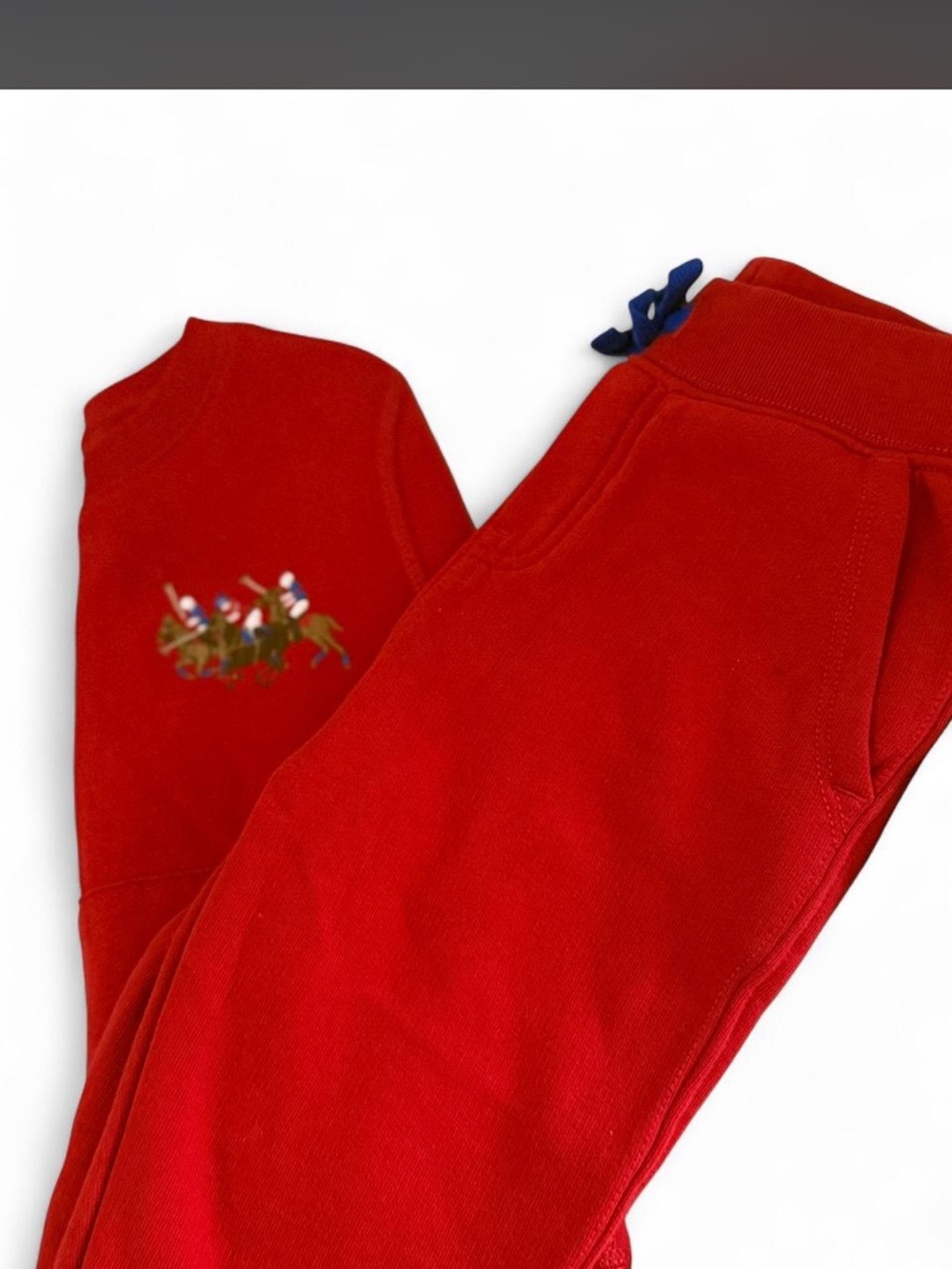 Polo by Ralph Lauren Red Kids Sweatpants with Navy Drawstring
